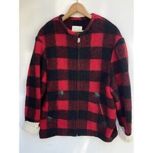 ISABEL Marant Etoile red buffalo plaid woven wool coat Sz. 38